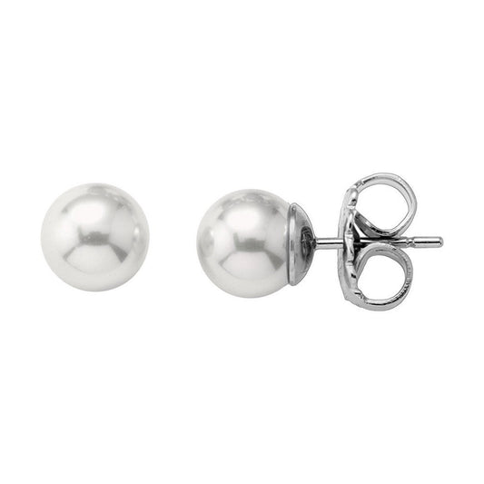 Pendientes de plata MAJORICA LYRA perla BLANCA 8mm para mujer