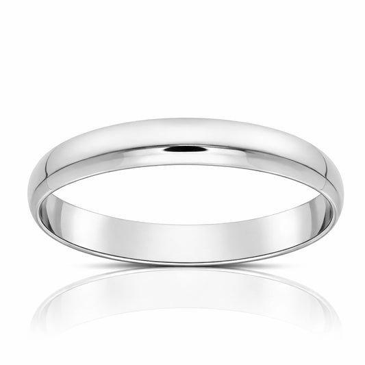 Alianza de boda oro blanco 18k Lisa media caña 3mm