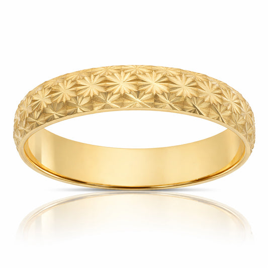 Alianza de boda oro 18k tallada estrellas 4.5mm