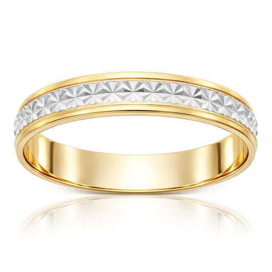 Anillo de Boda Tallada oro 18k de 4mm Bicolor