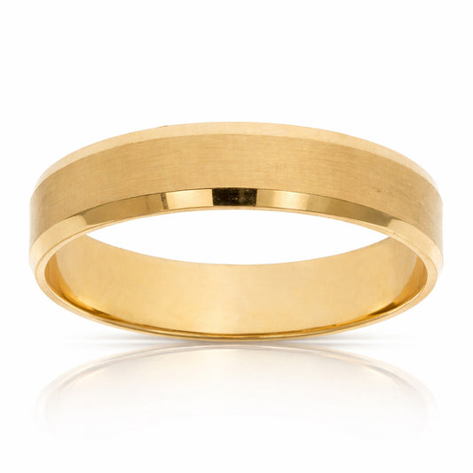 Alianza de boda oro 18k mate-Brillo 5mm cantos diamantado
