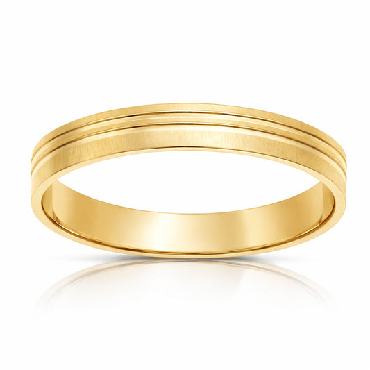 Alianza de boda oro 18k Mate 2 lineas brillo 3,50mm