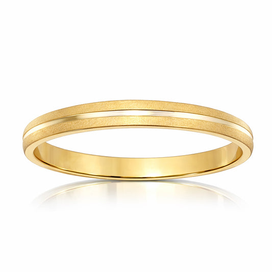 Alianza de boda Oro 18k 3mm Mate Línea tallada