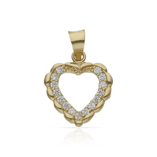 Colgante de oro 18k Corazón con circonitas para mujer