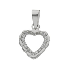 Colgante de oro Blanco 18k Silueta Corazón con circonitas para mujer
