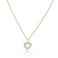 Collar de oro 18K corazon con circonitas para mujer