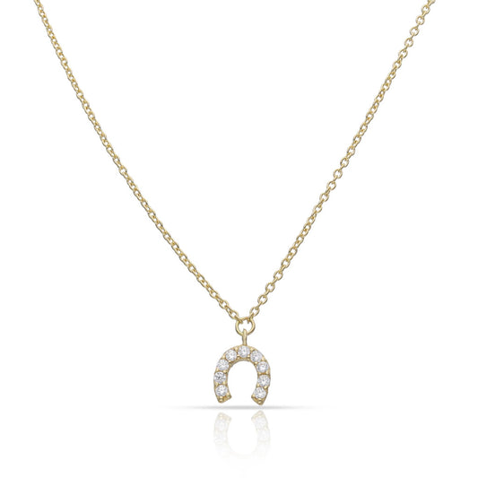Collar de oro 18K herradura con circonitas para mujer