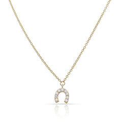 Collar de oro 18K herradura con circonitas para mujer