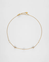 Collar MAJORICA corto NOVA plata bañado en oro perla blanca y circonitas para mujer