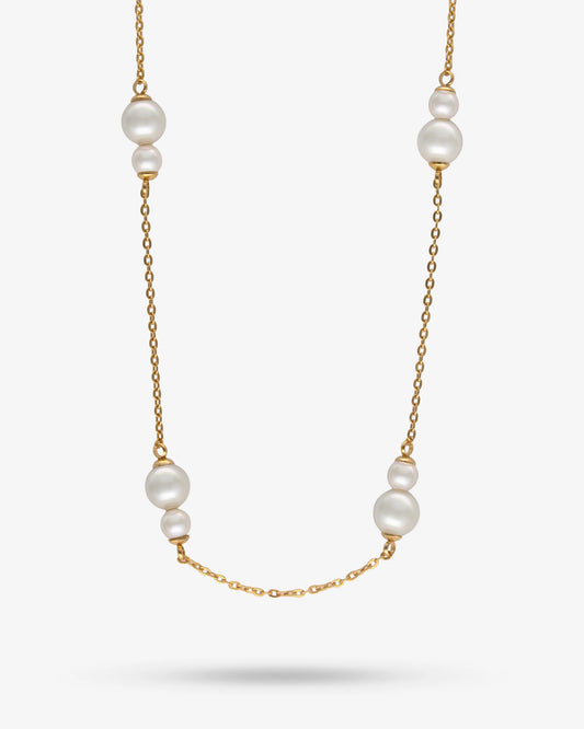 Collar MAJORICA corto DUET plata bañado en oro perla blanca para mujer