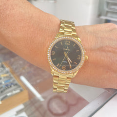 Reloj NOWLEY CHIC dorado esfera verde para mujer