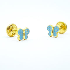 Pendientes Oro 18K Mariposas esmaltadas para niña