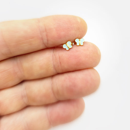 Pendientes Oro 18K Mariposas esmaltadas para niña
