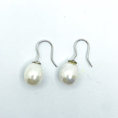 Pendientes Perla de Mallorca largos perla blanca 12mm de mujer