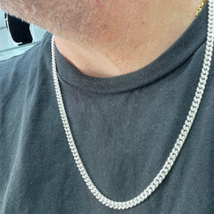 Cadena de plata Barbada o eslabon cubano de 5mm ancho para hombre