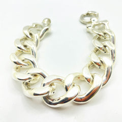 Pulsera de plata barbada eslabones grandes para mujer