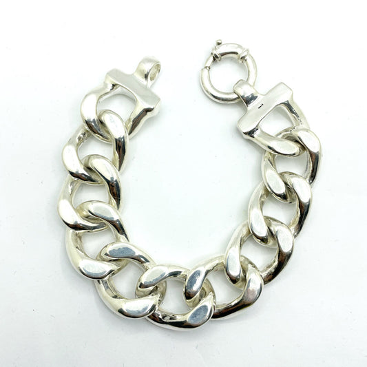 Pulsera de plata barbada eslabones grandes para mujer