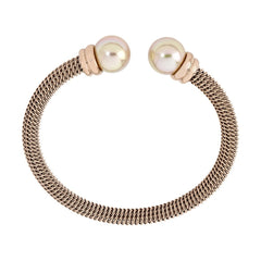Pulsera rígida de acero rosa y perlas salmon MAJORICA Tender para mujer