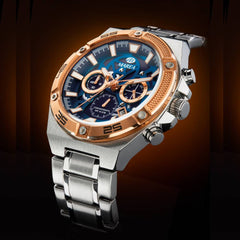 Reloj Marea acero esfera azul marino y dial acero rosa para hombre