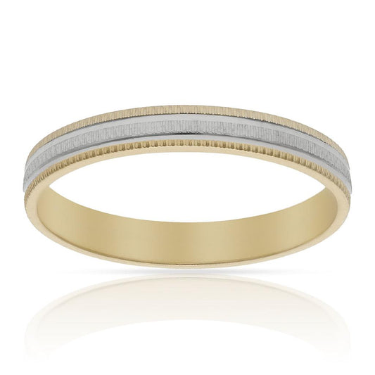 Alianza Bicolor de Oro 18K de 3.5mm Tallada