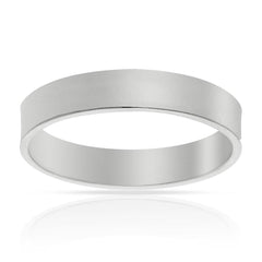Alianza de Boda Plana de Oro Blanco de 18k - 4mm
