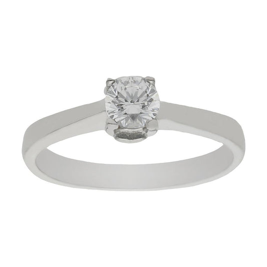 Anillo solitario oro blanco 18k circonita 5mm engarzada para mujer