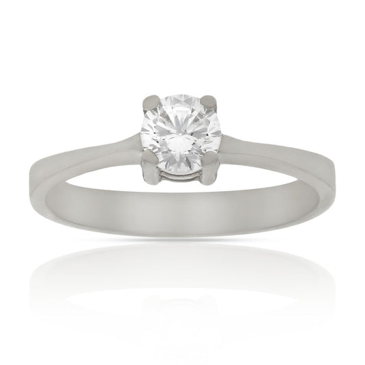 Anillo de oro blanco 18k con Circonita engarzada 5mm tipo solitario para mujer