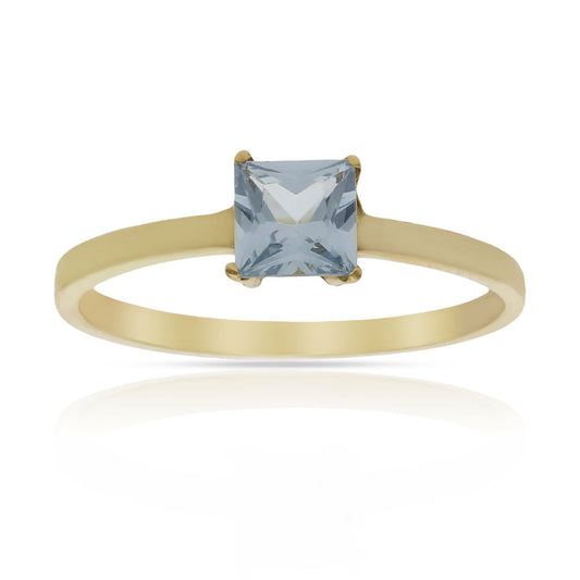 Anillo de oro 18k piedra color Aguamarina para mujer