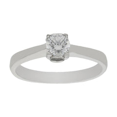 Anillo solitario oro blanco 18k circonita 5mm engarzada para mujer