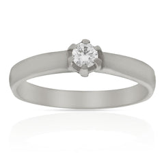 Anillo solitario de oro blanco 18k circonita engarzada 4mm para mujer