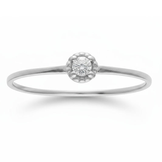 Anillo de oro blanco 18k diamante solitario para mujer