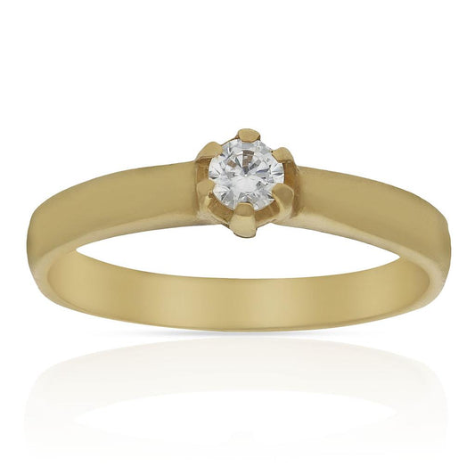Anillo solitario de oro 18k circonita engarzada 4mm para mujer