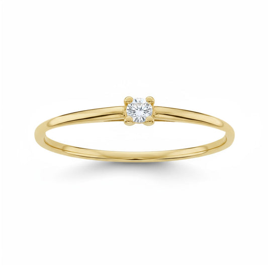 Anillo de oro 18k solitario circonita 2mm para mujer
