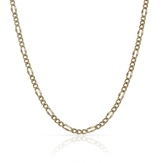 Cadena de oro 18k plana Tipo Cartier o fígaro 3x1 de 2.50mm para mujer