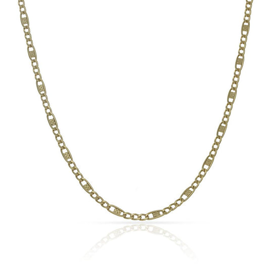 Cadena de oro 18k Fígaro 3X1 con placa 2mm para hombre