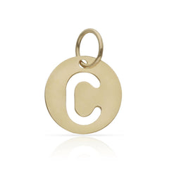 Colgante medalla de oro 18K. con letra calada 10mm para mujer