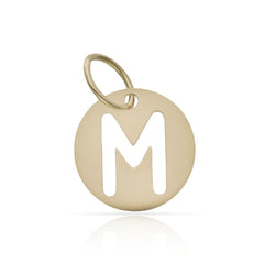 Colgante medalla de oro 18K. con letra calada 10mm para mujer