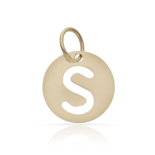 Colgante medalla de oro 18K. con letra calada 10mm para mujer