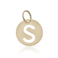 Colgante medalla de oro 18K. con letra calada 10mm para mujer