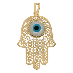 Colgante de oro 18k Mano de Fátima con Ojo Turco para mujer