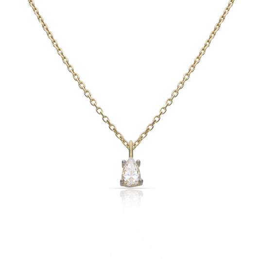 Collar oro 18k forma de lágrima de circonitas para mujer