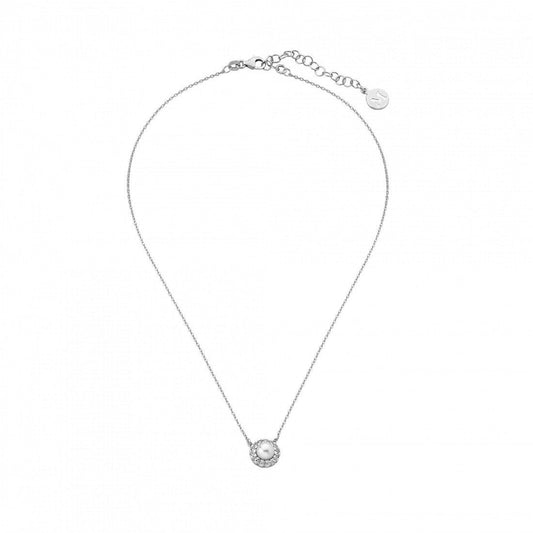 Collar plata perla blanca Majorica con circonitas para mujer