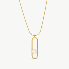 Collar plata dorada Majorica Atenea perla blanca para mujer