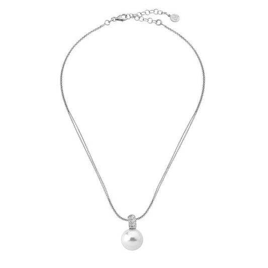 Collar plata perla blanca Majorica con circonitas para mujer
