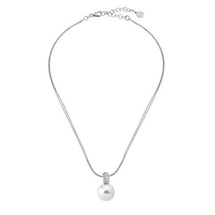 Collar plata perla blanca Majorica con circonitas para mujer