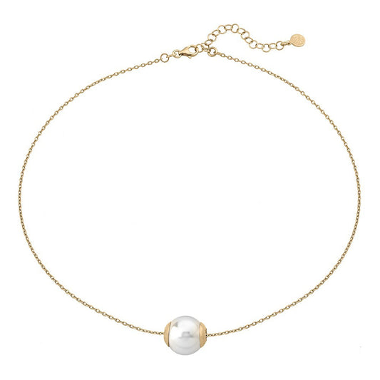 Collar Majorica Nuada de plata dorada con perla blanca 14mm para mujer