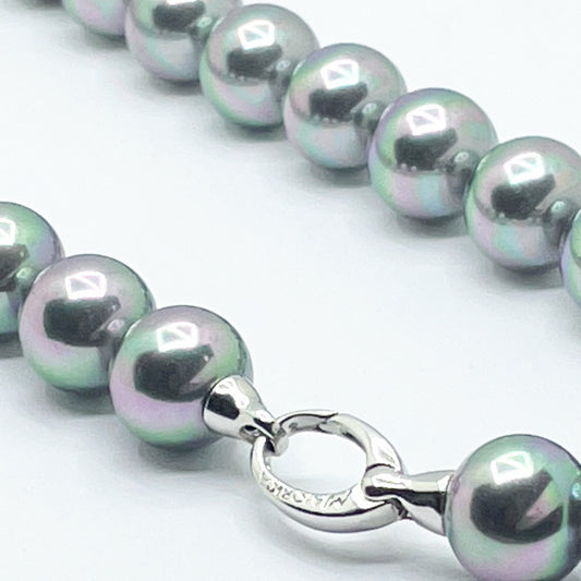 Collar MAJORICA Lyra 45cm perla gris 12mm con cierre de plata para mujer