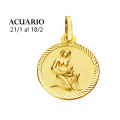 Comprar Colgante de oro 18K. medalla horoscopo acuario 20mm para mujer online precios baratos, comprar Colgante de oro 18K. medalla horoscopo 20mm para mujer en Mallorca