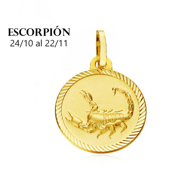 Comprar Colgante de oro 18K. medalla horoscopo escorpion 20mm para mujer online precios baratos, comprar Colgante de oro 18K. medalla horoscopo 20mm para mujer en Mallorca