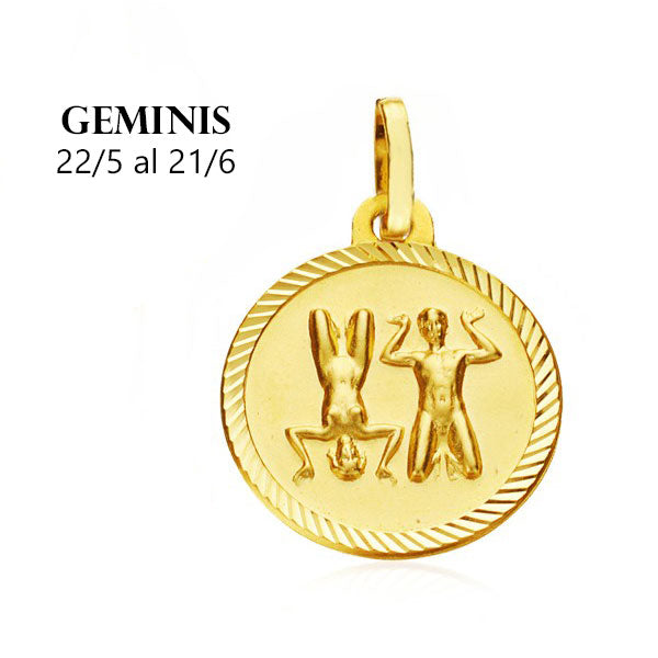 Comprar Colgante de oro 18K. medalla horoscopo geminis 20mm para mujer online precios baratos, comprar Colgante de oro 18K. medalla horoscopo 20mm para mujer en Mallorca